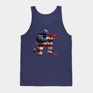 American Military Soldier and USA Flag by focusln Tank Top